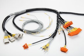 Cable harness with different connectors and end sleeves Cable harness with different connectors and end sleeves